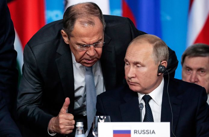 Vladimir Poutine et son ministre des Affaires étrangères Sergueï Lavrov