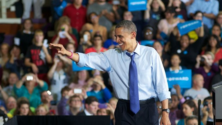 Barack Obama voert daags na het debat weer campagne. Beeld afp