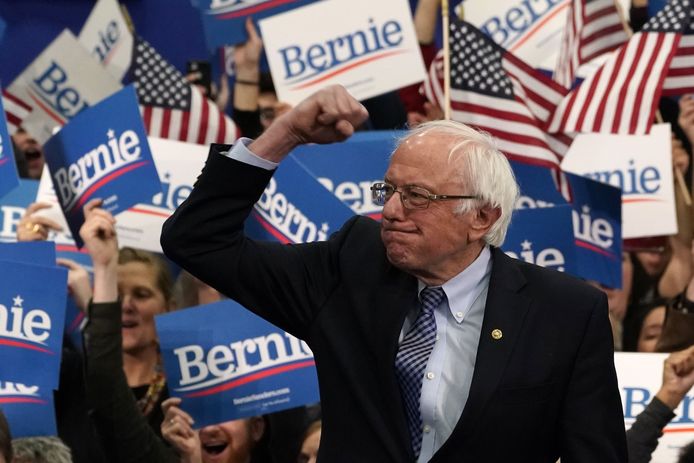 Kandidaat Bernie Sanders op campagne in New Hampshire. (11/02/2020)