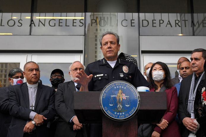 Het hoofd van de politie in Los Angeles, Michel Moore.
