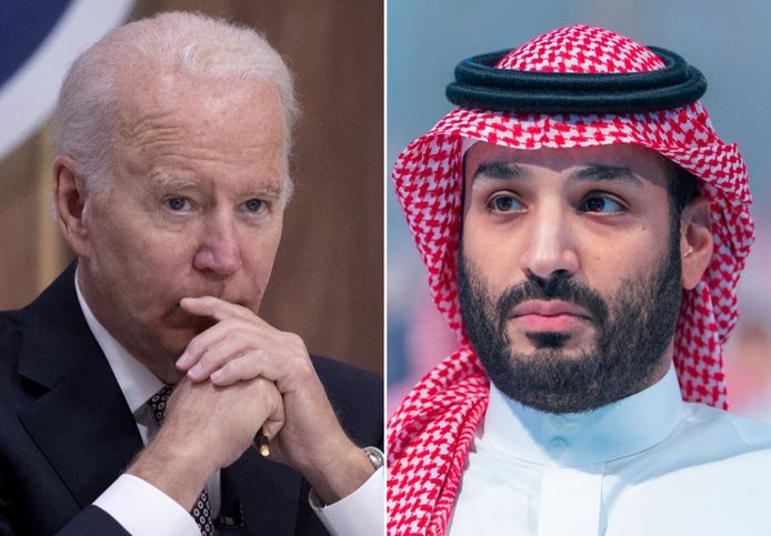 De Amerikaanse president Joe Biden en de Saudische kroonprins Mohammed bin Salman.