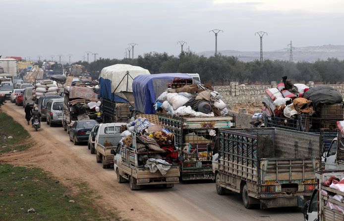 De vluchtelingenstroom binnen Syrië.
