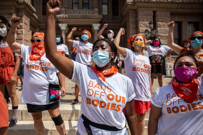Protest tegen de nieuwe abortuswet aan het Capitool in Texas.