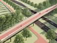 Een impressie van de nieuwe fietsbrug over de Anthony Fokkerweg in Eindhoven.