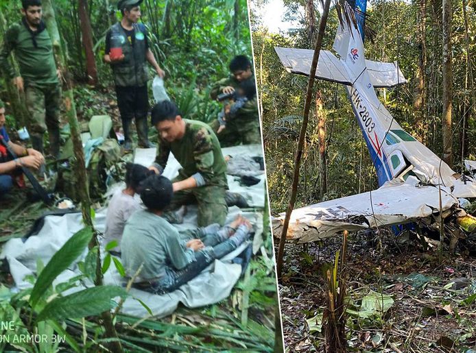 The photos, taken with a smartphone, show the four children in the arms of rescuers.  All children are very emaciated.