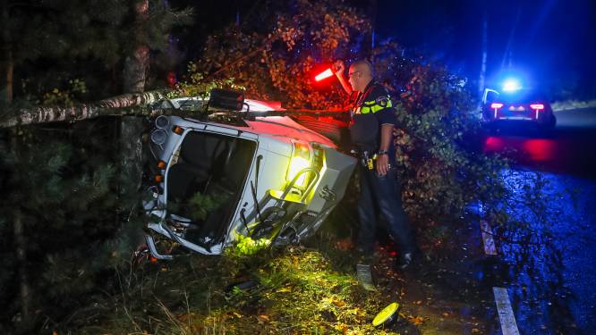 Bakwagen vliegt uit de bocht en botst op boom in Heerde: twee inzittenden gewond