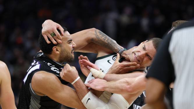 Vechtpartij in NBA: ‘reuzen’ Brook Lopez en Trey Lyles vliegen elkaar in de haren