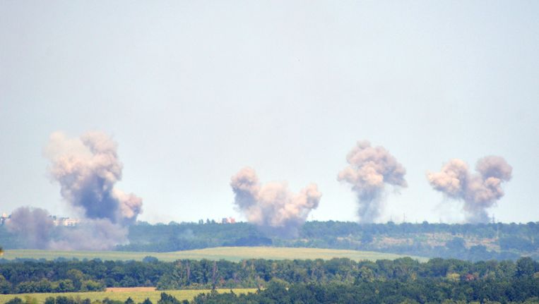 Explosies in Lysychansk in Oekraïne. Beeld AFP