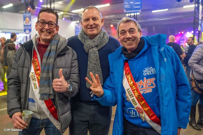 Yvan De Boitselier, Feestcomitévoorzitter Dirk Verleysen en Werner Kinoo.
