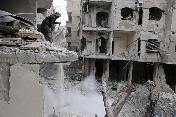 Oost-Ghouta werd de voorbije week zwaar getroffen door bombardementen.