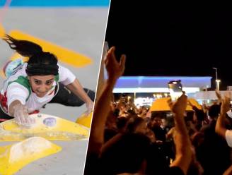 Sportklimster die zonder hoofddoek deelnam aan kampioenschappen als heldin ontvangen door menigte in Iran, scepsis over “verklaring onder druk”