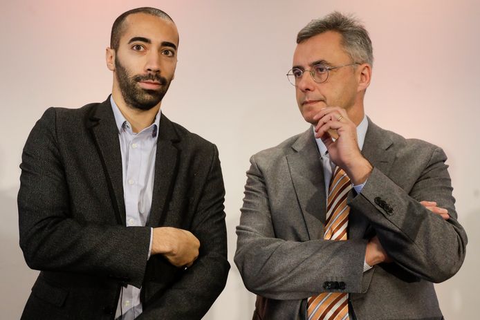 Mahdi (links) ging gisteren in debat met Joachim Coens, de andere kandidaat-voorzitter van CD&V.
