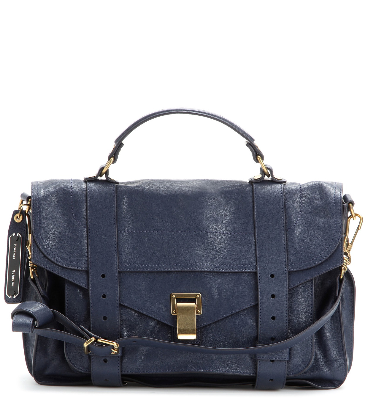Blauwe leren tas (model PS 1) met handige vakken van Proenza Schouler, € 1.258. mytheresa.com Beeld Proenza Schouler