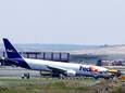 L'avion cargo Boeing 767 BA.N de FedEx Airlines, qui a atterri à l'aéroport d'Istanbul mercredi sans déployer son train d'atterrissage avant.