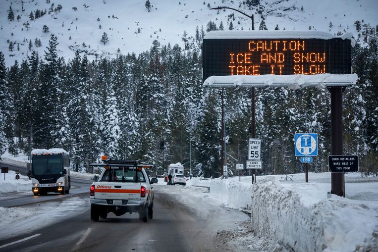 Sneeuw in South Lake Tahoe, Californië. Beeld AP