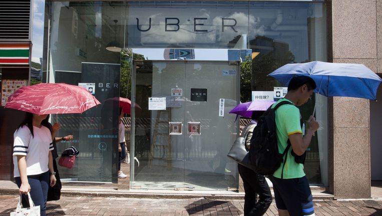 Kantoor van Uber in Hong Kong. Beeld epa