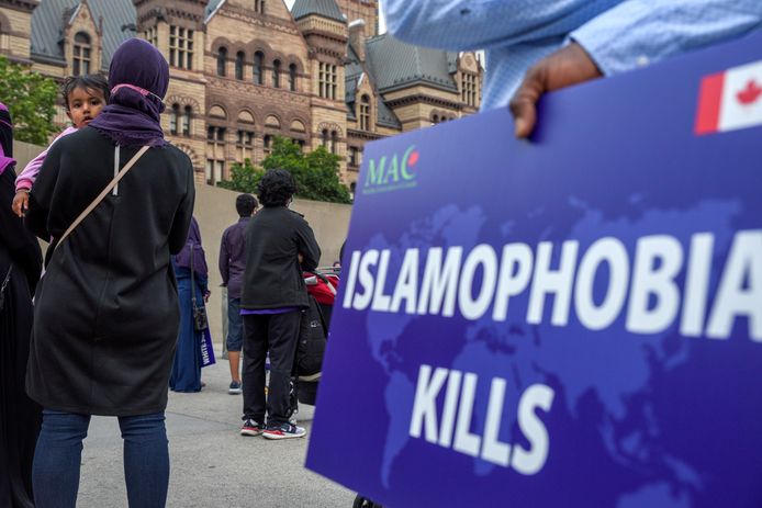 Een demonstratie in Canada tegen islamofobie.