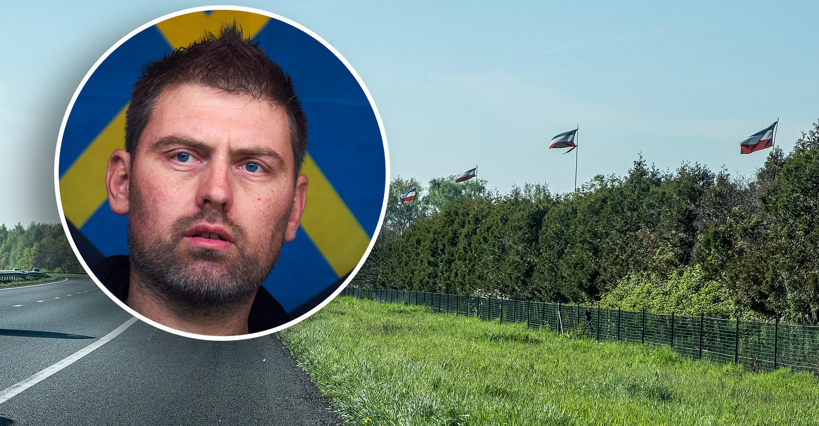 Mark van den Oever laat zijn rij vlaggen omgekeerd wapperen, ondanks oproep ‘We zijn te druk