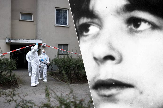 De politie doet onderzoek bij het appartement van Daniela Klette in Berlijn. (28/02/24) / Archiefbeeld van Klette.