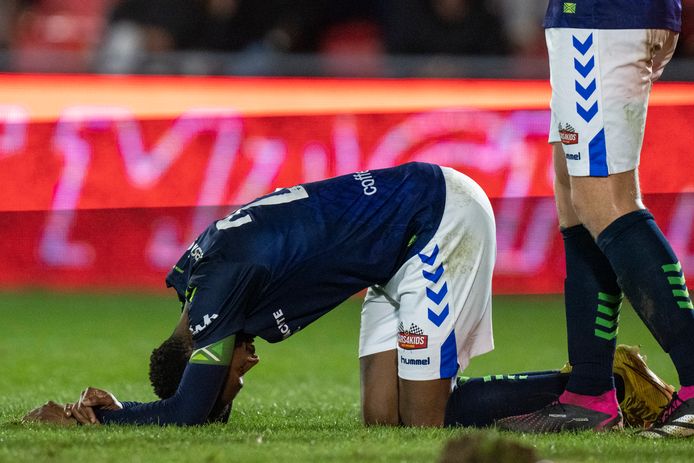 Teleurstelling bij De Graafschap-verdediger Jeffry Fortes na het 2-1 verlies in het laatste duel bij Jong PSV.