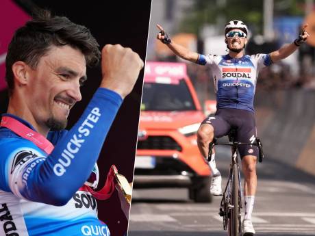 Een oerkreet, de wielrenner Julian Alaphilippe bestaat nog na ongekende inspanning in Giro