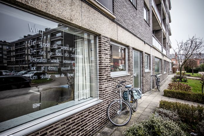 Eén van de vele raamgedichten in Hasselt in de Vlindersstraat.