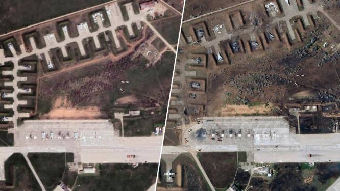 “Foto's tonen verwoeste vliegtuigen op Russisch militair vliegveld op de Krim”