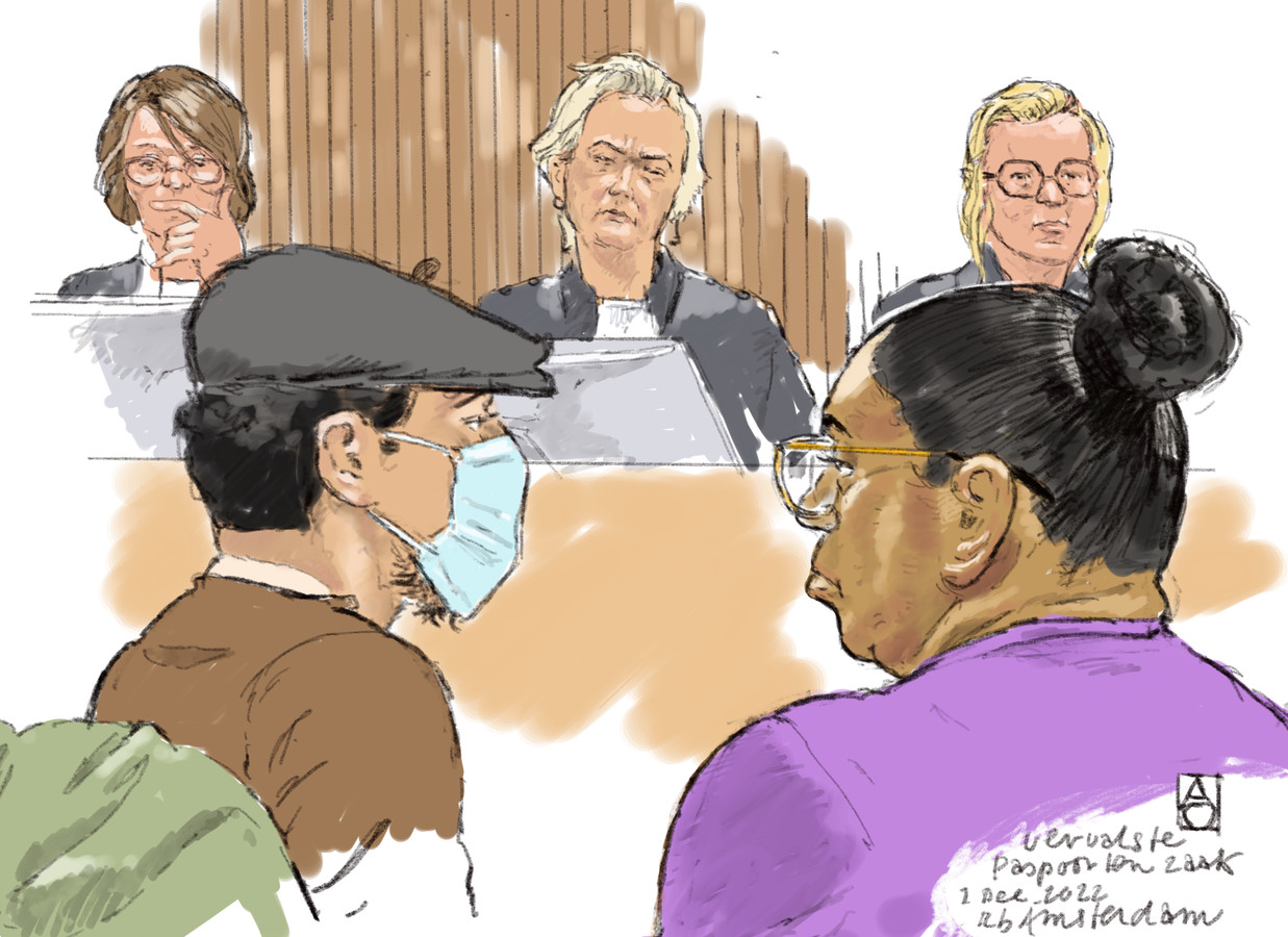 Faysal N. (links) en Mildred van D. in de rechtbank van Amsterdam.