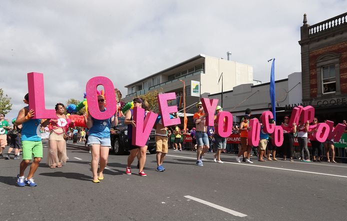 Een Pride-optocht in Nieuw-Zeeland.