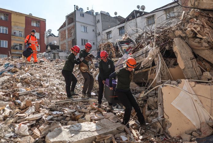 Een beeld van de ravage na de aardbeving in Turkije.