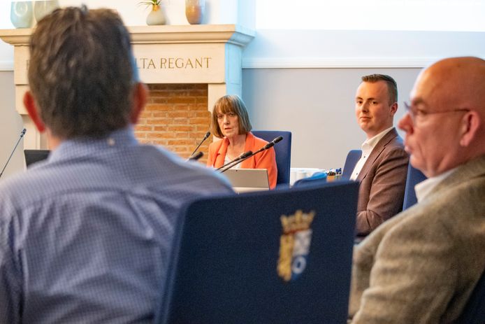 Gon Boers en Ko Hamelink presenteren hun plannen, Ronald Blok (helemaal rechts) en Wil Vennix kwamen namens de VVD daarover meepraten.