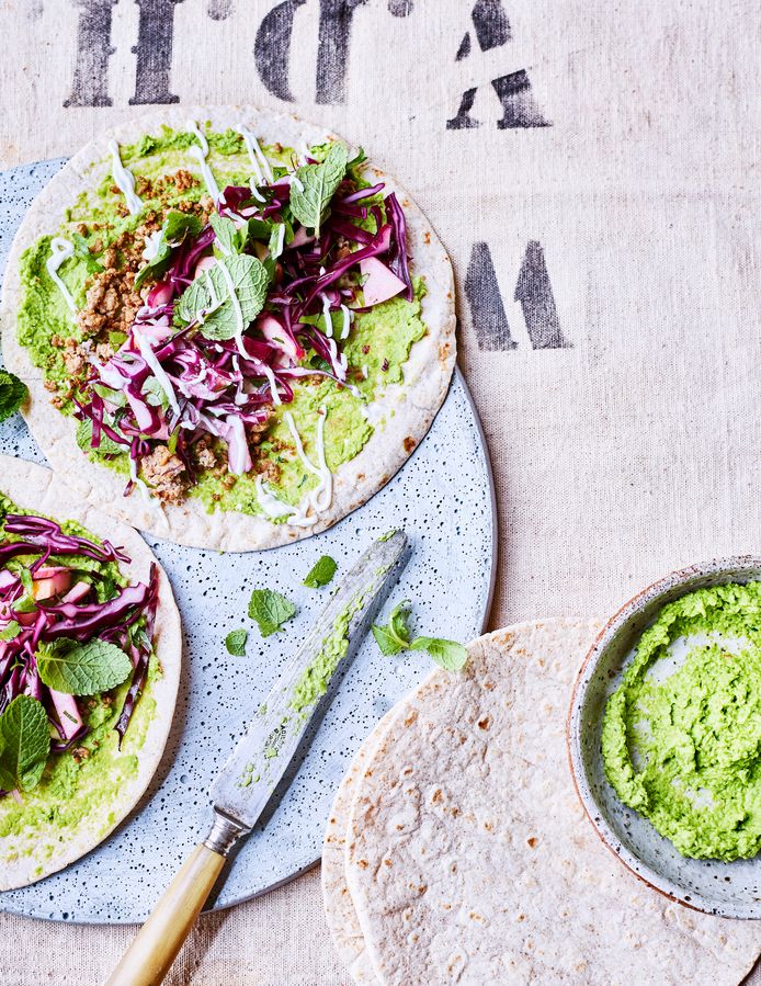 Taco’s met gehakt, rode kool en guacamole van Elise Van de Poele.