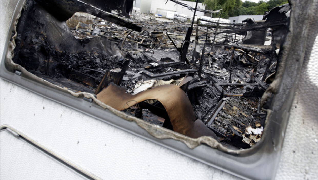 Archiefbeeld van een uitgebrande caravan. Beeld anp