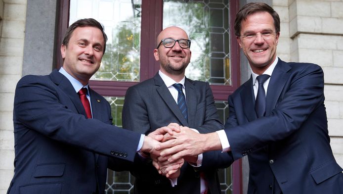 Les Premiers ministres luxembourgeois (Xavier Bettel), belge (Charles Michel) et néerlandais (Mark Rutte) (archives, illustration)