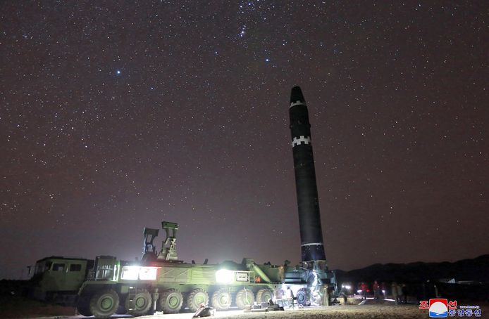 Een mobiele Noord-Koreaanse raketinstallatie