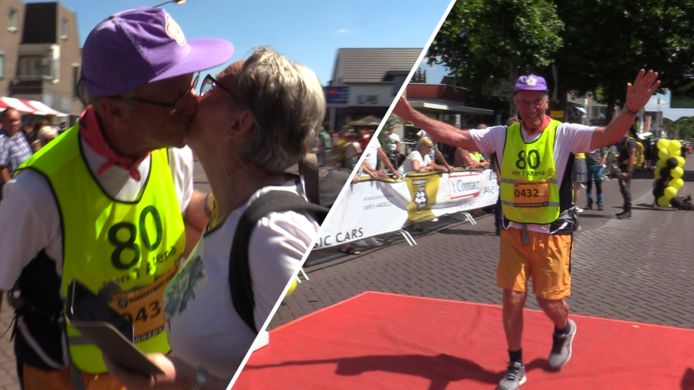 Videostill Piet (77) loopt 252ste en laatste keer de 80 kilometer van Kennedymars: 'Vreugde en een traan'