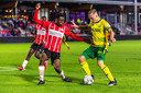 Emmanuel van de Blaak tijdens het duel met ADO Den Haag eerder dit seizoen.