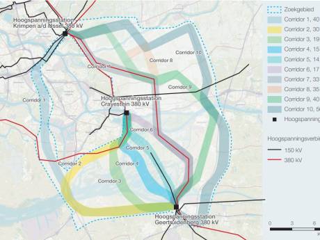 Tien routes voor nieuwe hoogspanningsmasten: dwars door de Biesbosch of vlak langs woningen