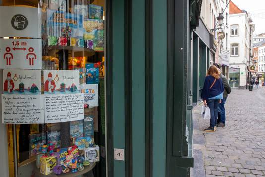 Een gesloten speelgoedwinkel in Brussel.
