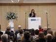 Amal Clooney pendant son discours.