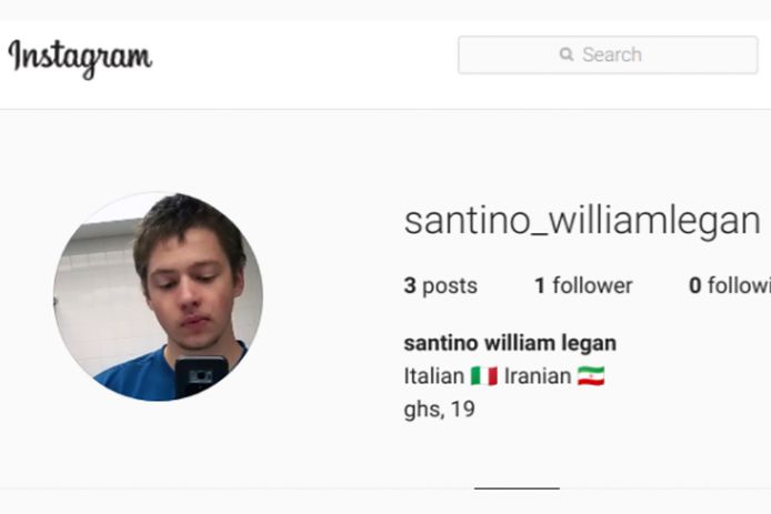 De Instagrampagina van Santino William Legan.
