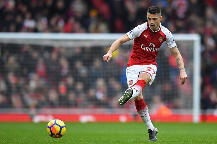 Zwitserse Arsenal-speler Granit Xhaka in actie afgelopen maart. (FILES)