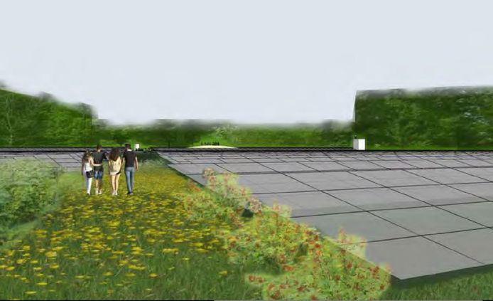 Impressie zoals het zonnepark Zonnewoud in Zeewolde er uit komt te zien.