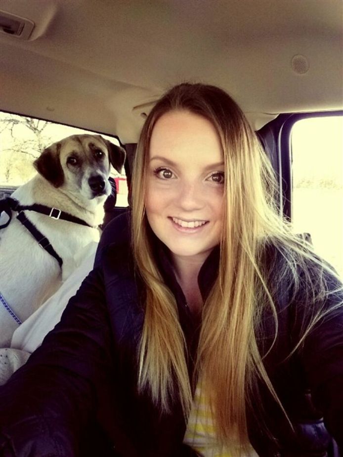 Cathleen met haar nieuwe baasje.