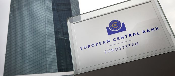 Het hoofdkwartier van de Europese Centrale Bank (ECB) in Frankfurt am Main.