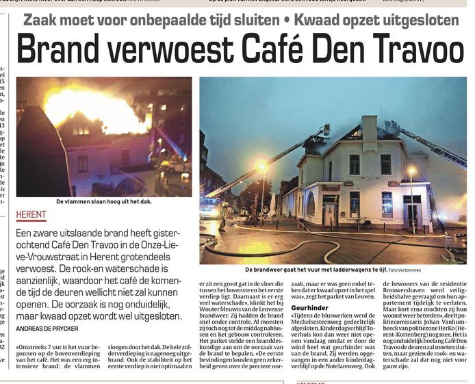 Het artikel daags na de zware brand in deze krant.