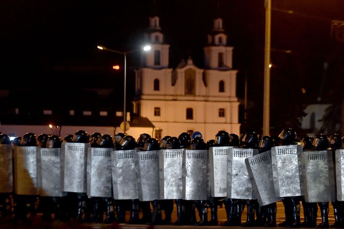 Oproerpolitie in Minsk.