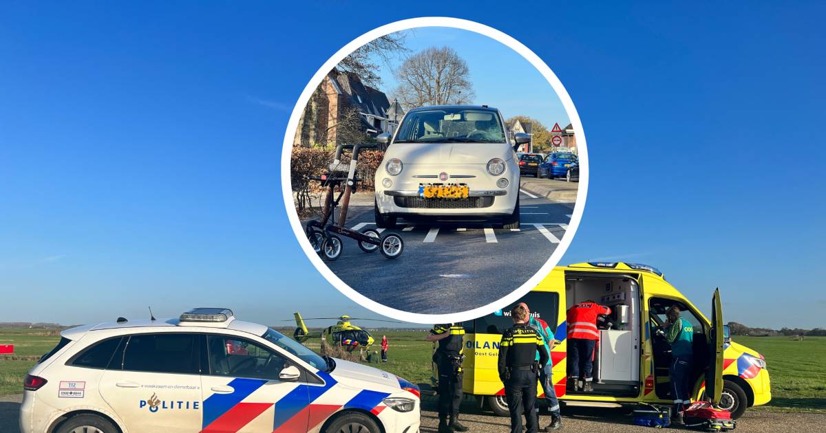 Vrouw met rollator aangereden in Ermelo: trauma-arts met slachtoffer mee naar ziekenhuis.