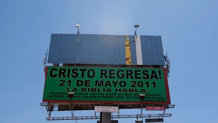 Billboard met 'het einde der tijden' Beeld afp