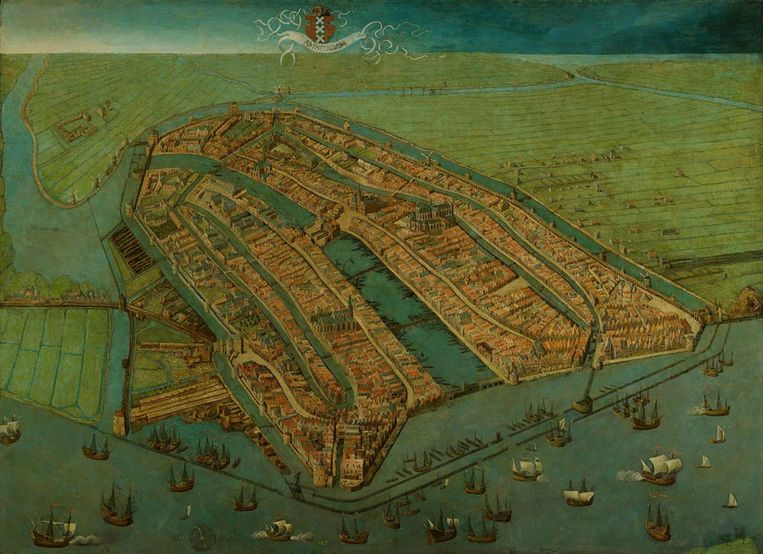 Kunstchef Jan Pieter Ekker tipt ‘Gezicht op Amsterdam in vogelvlucht’ uit 1538, de oudst bewaard gebleven plattegrond die heel Amsterdam laat zien. Beeld Amsterdam Museum